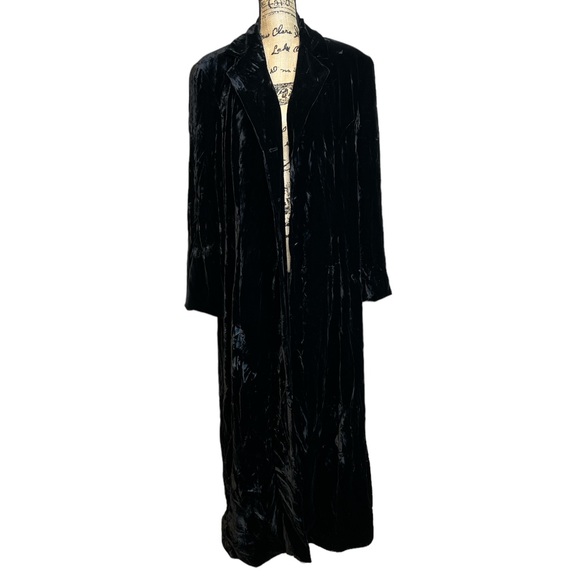 Vintage Jackets & Coats Vintage Rena Rowan Black Velvet Long Jacket Grunge Goth Witchcore